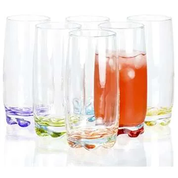 Vibrant Splash Highball Glasses Set of 6 - Colorful Design