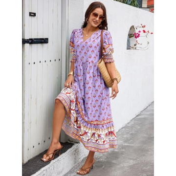 PRETTYGARDEN Boho Maxi Dress for Summer 2024