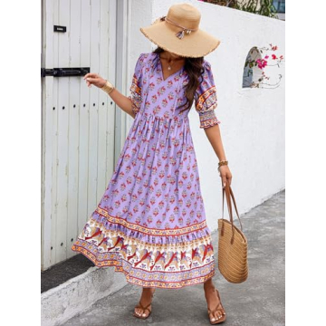 PRETTYGARDEN Boho Maxi Dress for Summer 2024