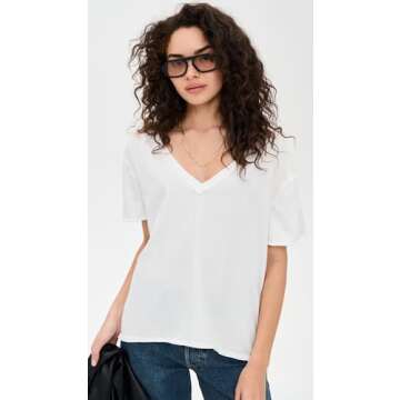 Free People Women's Nina Tee V - Breathable Elegance in Ivory