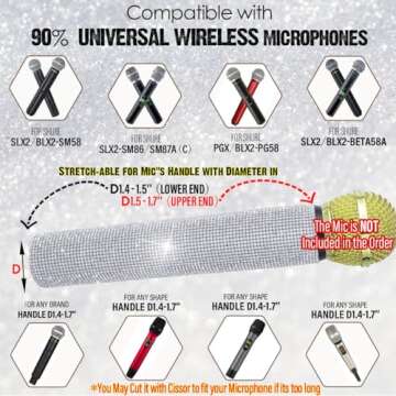 RhymKawa Sparkly Sleeve Bundle for Handheld Microphones