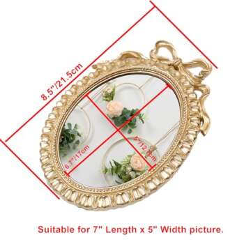 Bitray Vintage Picture Frame, 8.5" x 6" Oval Bowknot Photo Frames with Glass Front, Home Decor for Wall Haning or Tabletop Display