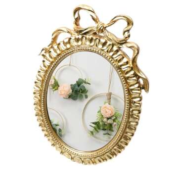 Bitray Vintage Picture Frame, 8.5" x 6" Oval Bowknot Photo Frames with Glass Front, Home Decor for Wall Haning or Tabletop Display