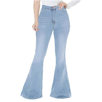 Stylish Vunahzma Light Blue Bell Bottom Jeans for Women