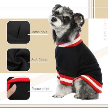 FUAMEY Dog Pullover Sweatshirt，Dog Winter Sweaters Warm Dog Clothes Dog Vest Thick Puppy Pullover Soft Pet Fleece Sweater Cute Doggie Boy Girl Outfit for Small Medium Dogs Black M