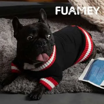 FUAMEY Dog Pullover Sweatshirt，Dog Winter Sweaters Warm Dog Clothes Dog Vest Thick Puppy Pullover Soft Pet Fleece Sweater Cute Doggie Boy Girl Outfit for Small Medium Dogs Black M