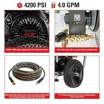 SIMPSON Cleaning ALWB60827 Water Blaster Series 4200 PSI Gas Pressure Washer, 4.0 GPM, Honda Engine,...