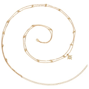 Bohend Layered Bead Belly Chain Gold Star Waist Chains Rhinestone Body Chain Jewelry Accessories for...
