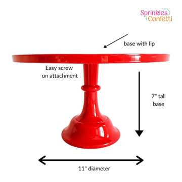 11" Red Plastic Cake Stand for Weddings and Parties