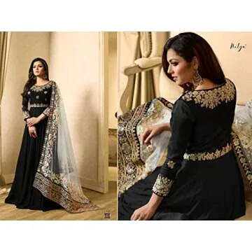 Elegant Black Georgette Anarkali Gown for Women