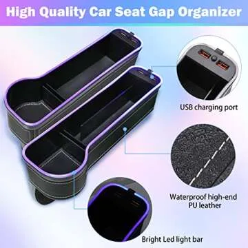 Tutor Auto Car Seat Gap Filler with RGB Lights and Charger