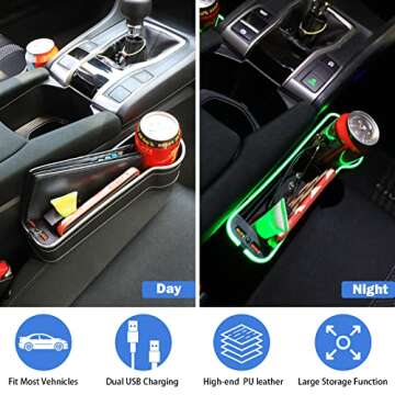 Tutor Auto Car Seat Gap Filler with RGB Lights and Charger