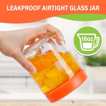 EONJOE 16oz Glass Jars for Meal Prep and Storage