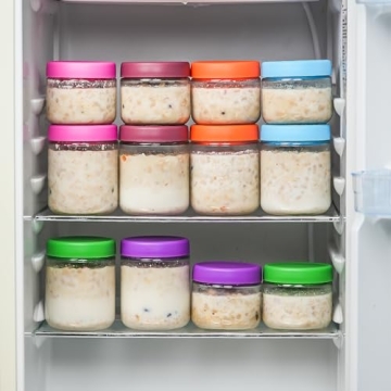 EONJOE 16oz Glass Jars for Meal Prep and Storage