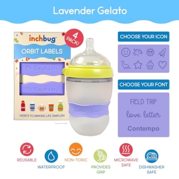 InchBug Orbit Labels - Reusable Silicone Bottle Bands for Kids