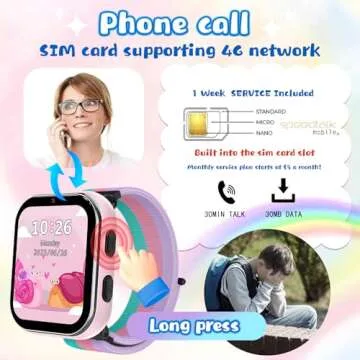 AYATAHA Smart Watch for Girls Boys, Kids Smartwatch with 4G SIM Card, Smart Watch for Kids Touch Scr...