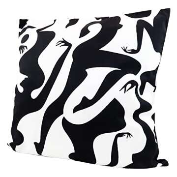 AUTSKY Throw Pillow Cover Velvet Vintage Body Textured Lumbar Decorative Throw Pillow Cover 18x18 Inch Geometric Pillow Cover Cushion Cases Soft Boho Pillow Cover, Black&White