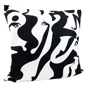 AUTSKY Throw Pillow Cover Velvet Vintage Body Textured Lumbar Decorative Throw Pillow Cover 18x18 Inch Geometric Pillow Cover Cushion Cases Soft Boho Pillow Cover, Black&White