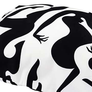 AUTSKY Throw Pillow Cover Velvet Vintage Body Textured Lumbar Decorative Throw Pillow Cover 18x18 Inch Geometric Pillow Cover Cushion Cases Soft Boho Pillow Cover, Black&White