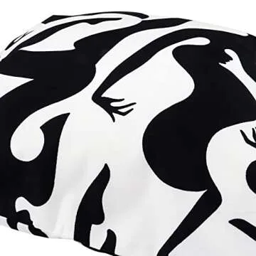 AUTSKY Throw Pillow Cover Velvet Vintage Body Textured Lumbar Decorative Throw Pillow Cover 18x18 Inch Geometric Pillow Cover Cushion Cases Soft Boho Pillow Cover, Black&White