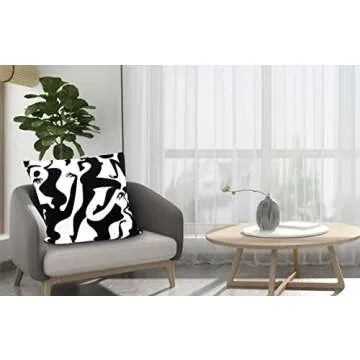 AUTSKY Throw Pillow Cover Velvet Vintage Body Textured Lumbar Decorative Throw Pillow Cover 18x18 Inch Geometric Pillow Cover Cushion Cases Soft Boho Pillow Cover, Black&White