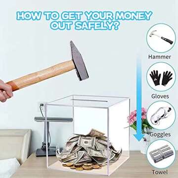 Clear Acrylic Money Bank for Kids and Adults - Save Cash!