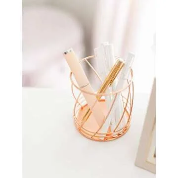 Elegant 5-Piece Rose Gold Desk Organizer Set