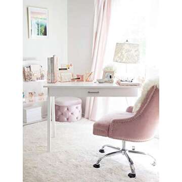 Blu Monaco Rose Gold Desk Organizer - 5 Piece Desk Accessories Set - Letter - Mail Organizer, Paper-Document Tray, Pen Cup, Magazine File Holder - Diagonal Pattern - Office Supplies Stationery Décor