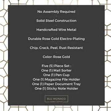 Elegant 5-Piece Rose Gold Desk Organizer Set