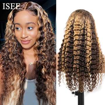 ISEE Hair Deep Wave Transparent Lace Front Wig for Women