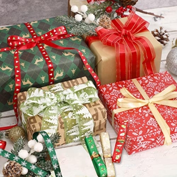 SANNIX 20 Pieces Christmas Ribbons for Crafting and Wrapping