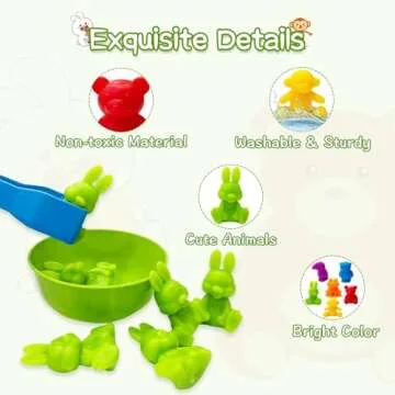 Counting Animals Matching Game Color Sorting Toys with Sorting Bowls Montessori STEM Color Classification Sensory Training Early Educational Preschool Learning Toys for Toddlers Kids Ages 3 4 5 6