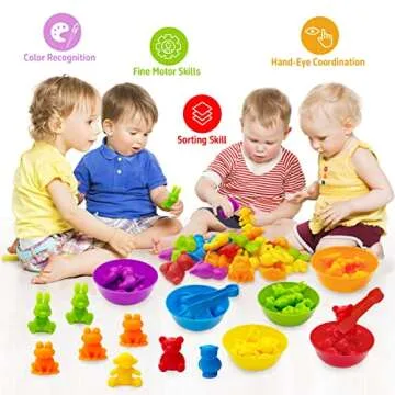 Counting Animals Matching Game Color Sorting Toys with Sorting Bowls Montessori STEM Color Classification Sensory Training Early Educational Preschool Learning Toys for Toddlers Kids Ages 3 4 5 6