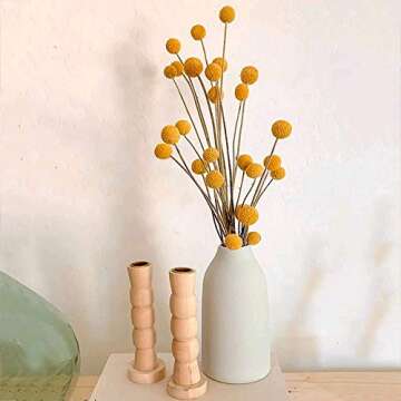 HUAESIN 30Pcs Natural Dried Flowers Craspedia Billy Balls Flowers Dried Billy Buttons Floral Bouquet for Arrangements Wedding Home Tall Vase Decor Yellow