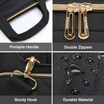 MOSISO 360 Protective Laptop Shoulder Bag,13-13.3 inch Computer Bag Compatible with MacBook Pro 14, HP, Dell, Asus Notebook,Messenger Briefcase with Front Quilted Raised Horizontal Pockets, Black