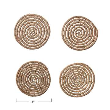 Boho Woven Coaster Set - Eco-Friendly & Stylish Decor