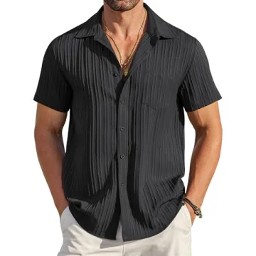 COOFANDY Men's Short Sleeve Linen Shirts - Perfect Summer Beach & Wedding Attire