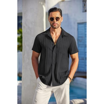 Men's Casual Linen Short Sleeve Shirts for Summer