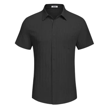 Men's Casual Linen Short Sleeve Shirts for Summer