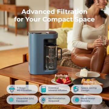 Bluevua RO100ROPOT-Lite(UV) Countertop Reverse Osmosis Water Filter System, 7-Stage Purification wit...