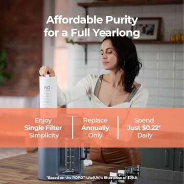 Bluevua RO100ROPOT-Lite(UV) Countertop Reverse Osmosis Water Filter System, 7-Stage Purification with UV and Remineralization, 3:1 Pure to Drain, Portable Water Purifier (Blue)