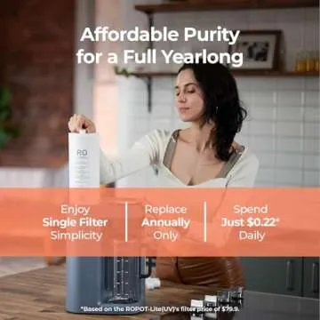 Bluevua RO100ROPOT-Lite(UV) Countertop Reverse Osmosis Water Filter System, 7-Stage Purification with UV and Remineralization, 3:1 Pure to Drain, Portable Water Purifier (Blue)