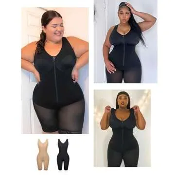 SHAPELLX Shapewear for Women Butt Lifter Bodysuit Tummy Control Full Body Shapewear Faja Colombianas Waist Trainer Compression Garments (Black-L)