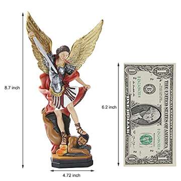 QIANLING 8.7 inch St Michael Statue, Archangel Michael Statue, San Miguel Arcangel Statue,Michael Ar...