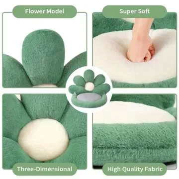 Ditucu Flower Shape Chair Pillow Cute Seat Cushion 21 inch Comfy Lazy Sofa Floor Pillows Dorm Seating for Bedroom Decor Green