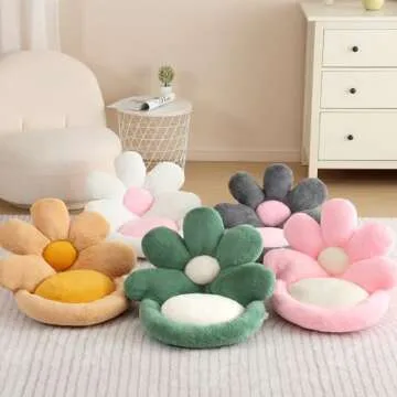 Ditucu Flower Shape Chair Pillow Cute Seat Cushion 21 inch Comfy Lazy Sofa Floor Pillows Dorm Seating for Bedroom Decor Green