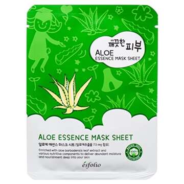 esfolio Aloe Vera Mask Sheet – Hydrating & Soothing Korean Face Mask for Dry, Sensitive, Sun-Expos...