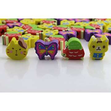 DLOnline Assorted Adorable Collection Pencil Top Erasers,Eraser Caps Style for Our Kids Gift (Pattern Random 50 Pcs
