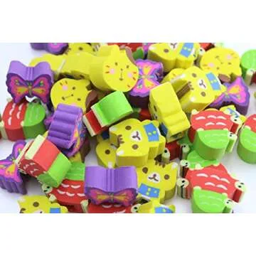 DLOnline Assorted Adorable Collection Pencil Top Erasers,Eraser Caps Style for Our Kids Gift (Pattern Random 50 Pcs