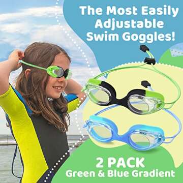 Vvinca Kids Swim Goggles with Bungee Strap No Leaking Anti Fog Toddler Goggles Quick Adjust 3-14 (A-...